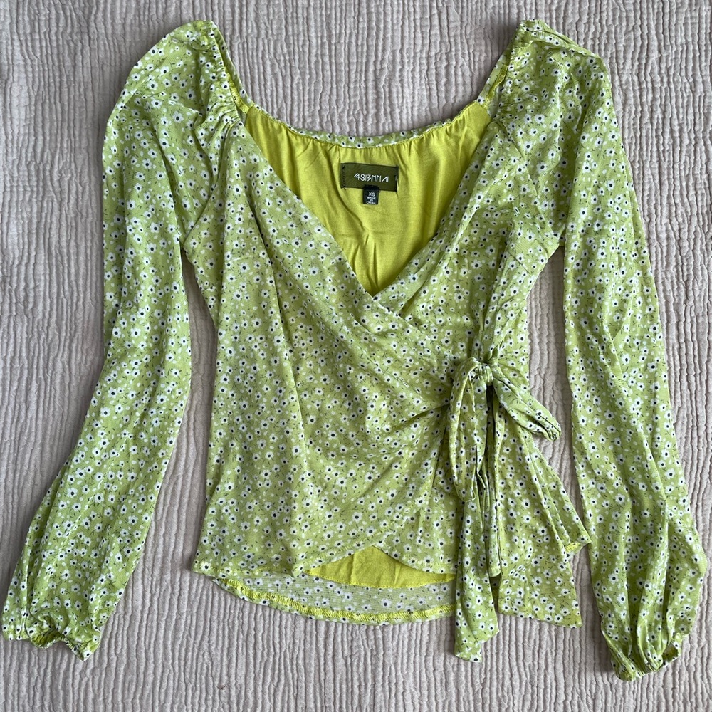 Nordstrom brand floral wrap top; never worn